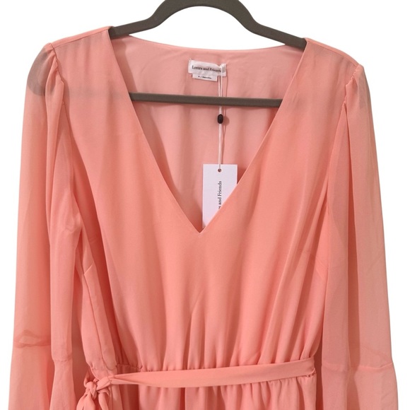 NWT Lovers and Friends Lila Chiffon Dress in "Peach Pink" Size M - Picture 4 of 12